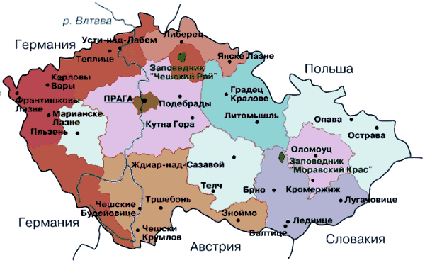 карта Чехии, для увеличения нажмите на картинку